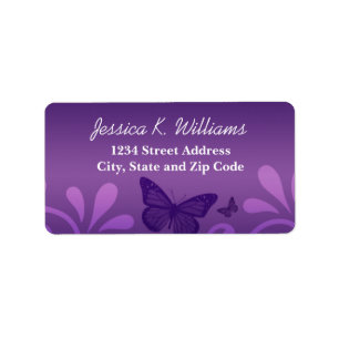 Etiqueta Moda Mariposa Púrpura con Florencia Floral