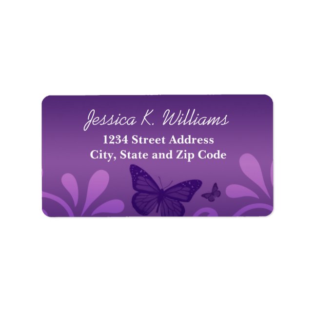 Etiqueta Moda Mariposa Púrpura con Florencia Floral (Frente)