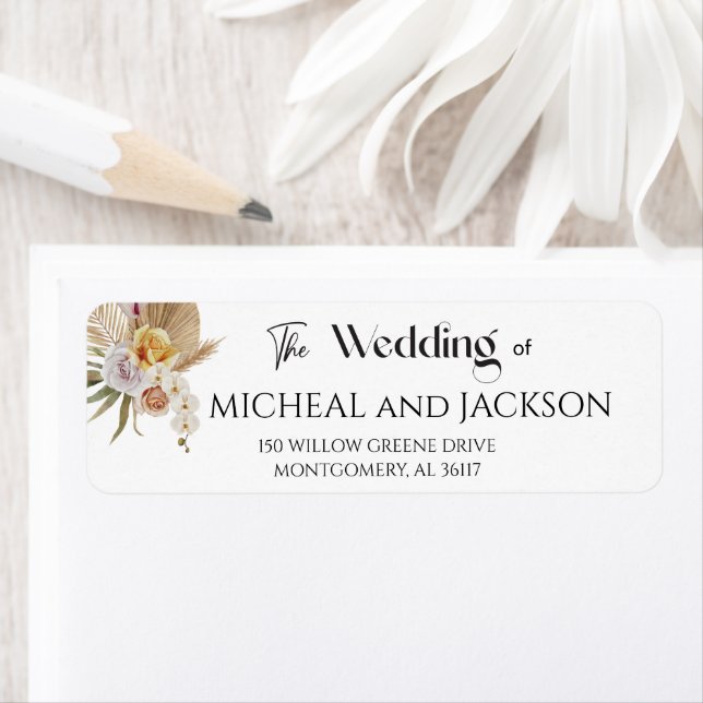 Etiqueta Moda moderna Bohemia acuarela Floral Boda Lab (In situ)