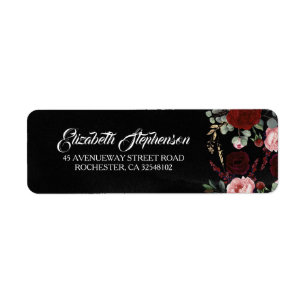 Etiqueta Moda moderna floral negra y borgoñona