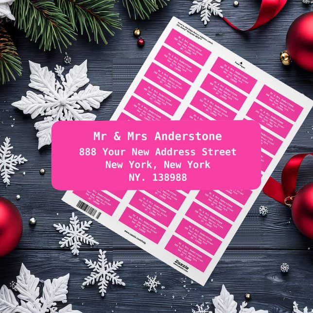 Etiqueta Moda personalizada simple dirección de retorno ele (Simple, elegant, personalized hot pink return address labels. Stylish and chic.)