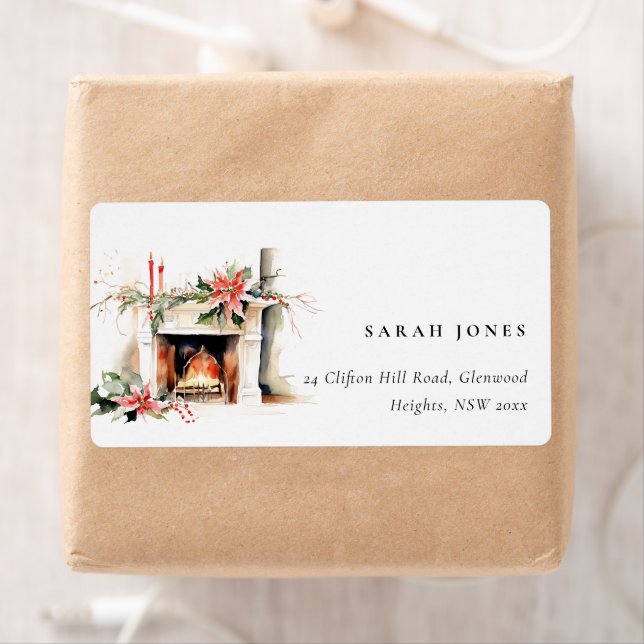 Etiqueta Moda Poinsettia Chimenea dirección de Navidades cá (In situ)