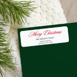 Etiqueta Moda Red Merry Christmas Typography Dirección de d<br><div class="desc">La "Etiqueta de la dirección de retorno de la tipografía de navidad de Moda roja merry" presenta una tipografía en negrita roja contra un fondo blanco limpio. Este diseño ofrece un aspecto moderno y festivo, perfecto para los envíos de correo de vacaciones, asegurando que su dirección de retorno sea a...</div>