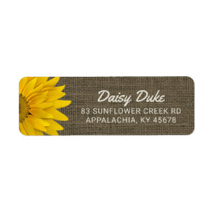 Etiqueta Moda Rústica Burlap Sunflower Country
