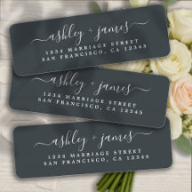 Moda Script Dirección de devolución de Boda blanco