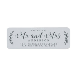 Etiqueta Moda Script Future Mr Mrs Blue Return Address