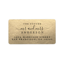 Etiqueta Moda Script Future Mr Mrs Gold Return Address
