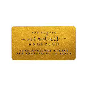 Etiqueta Moda Script Future Mr Mrs Gold Return Address