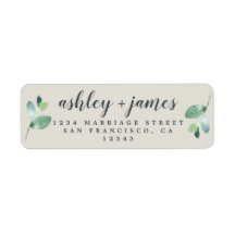 Moda Script Green Foliage Boda Return Address L