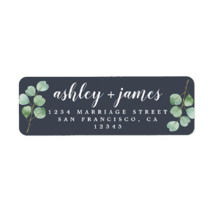 Etiqueta Moda Script Green Foliage Boda Return Address L