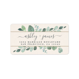 Etiqueta Moda Script Greenery Boda Ivory Return Address