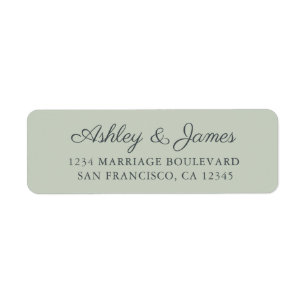 Etiqueta Moda Script Pastel Green Boda Return Address