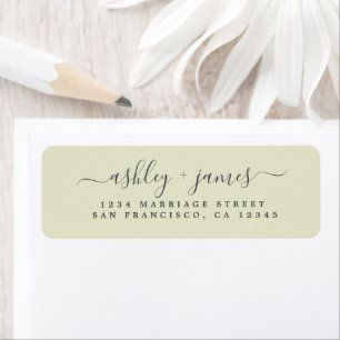 Etiqueta Moda Script Pastel Green Boda Return Address
