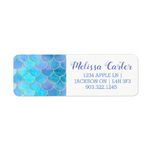 Etiqueta Modelo Aqua Pearlescent & Gold Mermaid