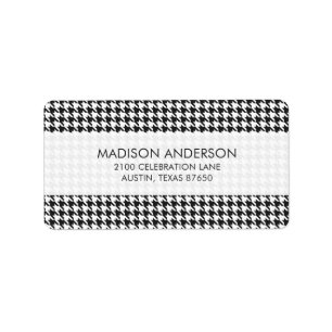 Etiqueta Modelo blanco y negro de Houndstooth
