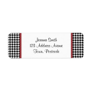 Etiqueta Modelo de Houndstooth - blanco y negro