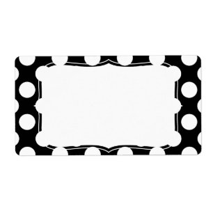 Etiqueta Modelo de lunares blanco y negro elegante
