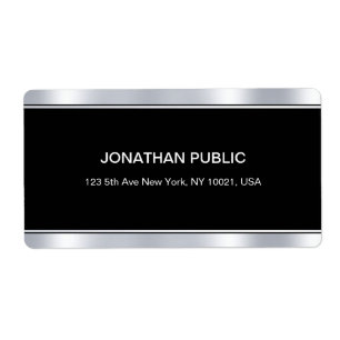 Etiqueta Modelo elegante de Glamour negro plateado moderno