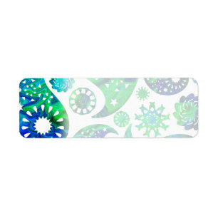 Etiqueta Modelo Paisley de Swirly en verde y azul