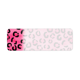 Etiqueta Modelo rosado brillante del estampado leopardo