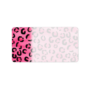 Etiqueta Modelo rosado brillante del estampado leopardo