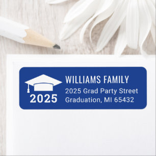 Etiqueta Modern 2024 Royal Blue Graduation Return Address