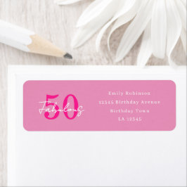 Etiqueta Modern 50 and Fabulous Pink 50th Birthday Address
