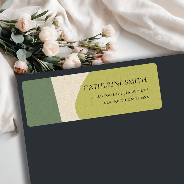 ETIQUETA MODERN ABSTRACT LIME GREEN KRAFT ARTISTIC ADDRESS (Subido por el creador)