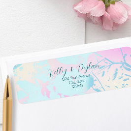Etiqueta Modern Abstract Pastel Wedding Address