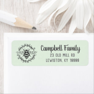 Etiqueta Modern Bee Wreath Return Address Label
