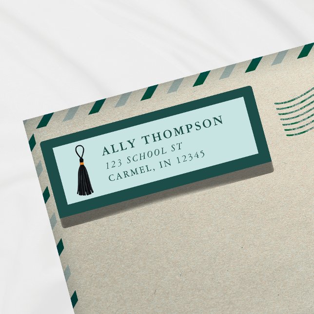 Etiqueta Modern Blue Graduation Cap Tassel  (Modern Blue Graduation Cap Tassel Label)