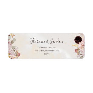 Etiqueta Modern Blush Floral   Watercolor Return Address