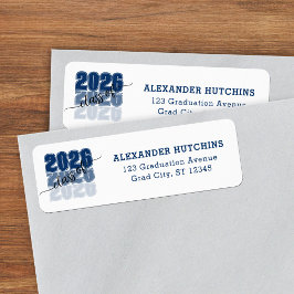 Etiqueta Modern Bold Class 2026 Blue Grad Return Address