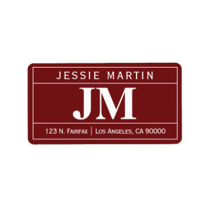 Etiqueta Modern Bold Professional   Burgundy & White