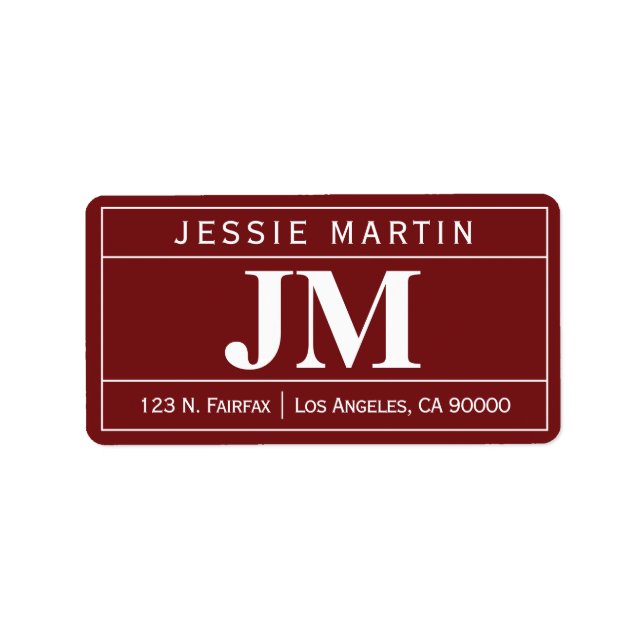 Etiqueta Modern Bold Professional | Burgundy & White (Frente)