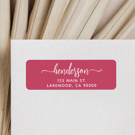 Etiqueta Modern Brush Handwritten Red Return Address