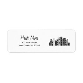 Etiqueta Modern City Skyline Contemporary Return Address