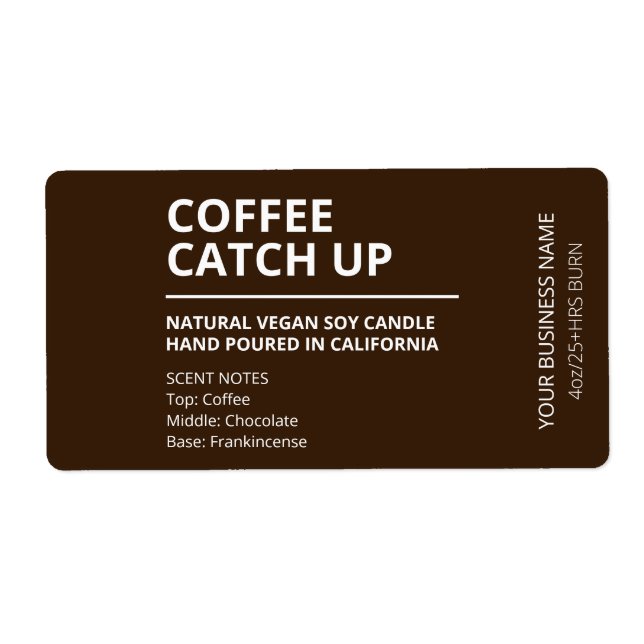 Etiqueta Modern Coffee Brown Candle Labels (Frente)