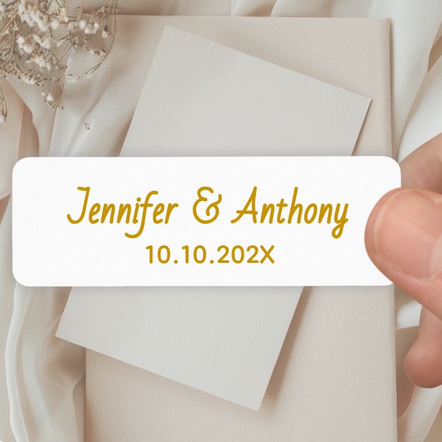 Etiqueta Modern Couple Names & Date Wedding - Gold (Subido por el creador)
