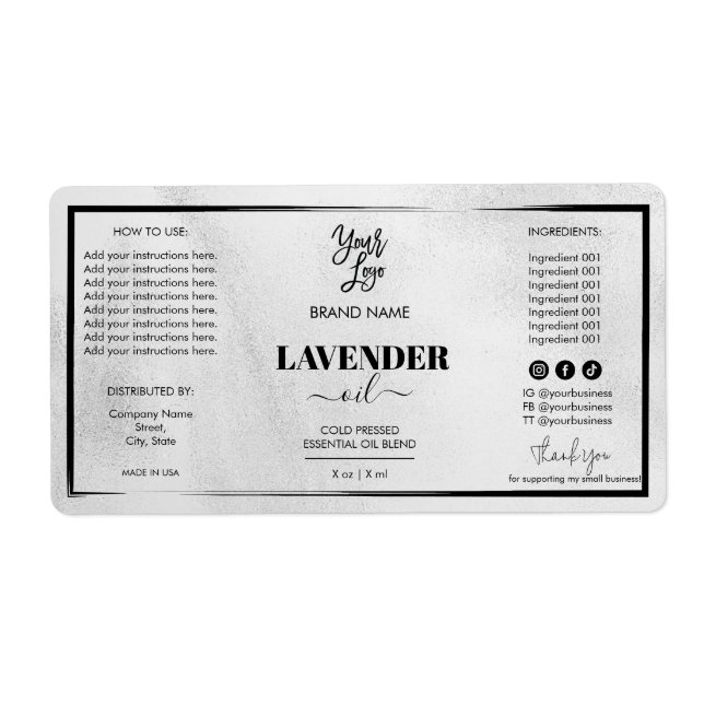 Etiqueta Modern Dropper Bottle Product Label Logo (Frente)