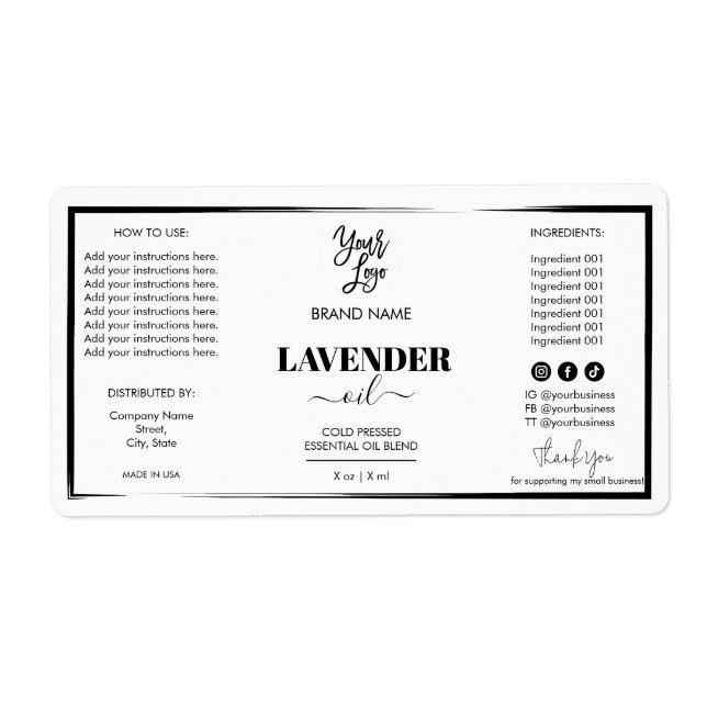 Etiqueta Modern Dropper Bottle Product Label Logo (Frente)