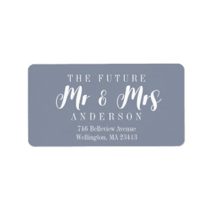 Etiqueta Modern Dusty Blue The Future Mr and Mrs Script