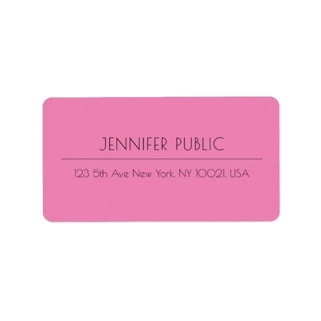Etiqueta Modern Elegant Simple Design Template Pink Address (Frente)