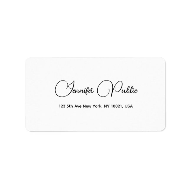 Etiqueta Modern Elegant White Simple Template Address (Frente)