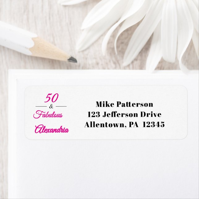 Etiqueta Modern Fifty and Fabulous Bold 50th Birthday Party (In situ)