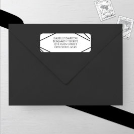 Etiqueta Modern Geometric Black and White Wedding