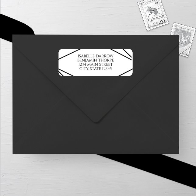 Etiqueta Modern Geometric Black and White Wedding (Subido por el creador)