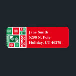 Etiqueta Modern Geometric Christmas Snowflakes Pattern<br><div class="desc">This return label has a Modern Geometric Christmas Snowflakes Pattern in bold red and green colors. You can make the pattern smaller or larger on the sticker label. Personalize this with your own name and return address.</div>