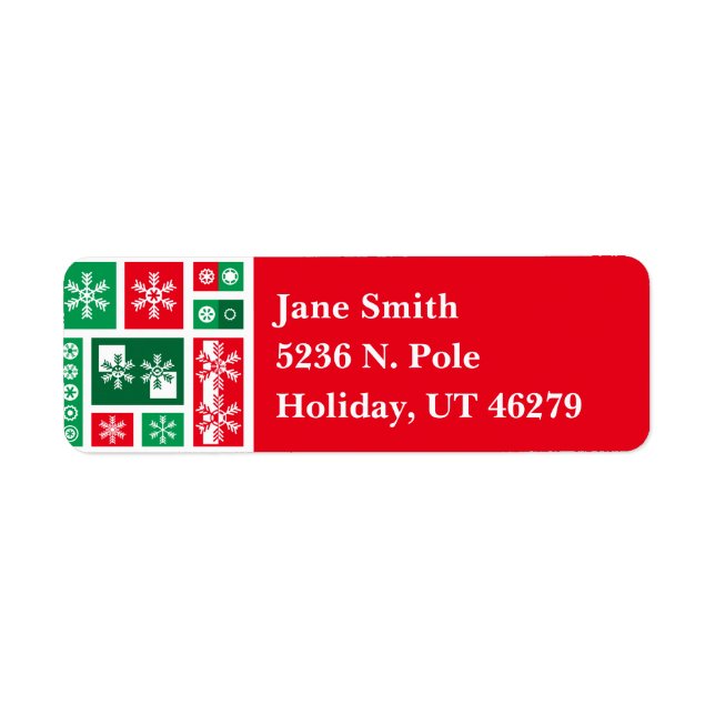 Etiqueta Modern Geometric Christmas Snowflakes Pattern (Frente)