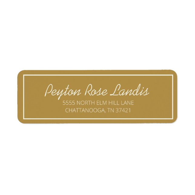 Etiqueta Modern Gold Cream Script (Frente)